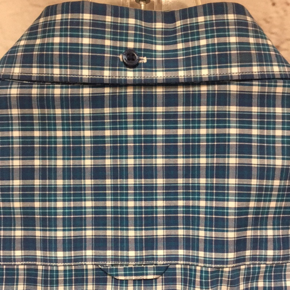 PLAID NORDSTROM Shirt WRINKLE FREE BUTTON DOWN WHITE & BLUE Size L - Picture 7 of 9